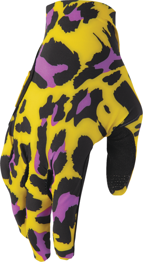 THOR Sportmode Cheetah Gloves - Yellow/Purple - Large 3330-8576