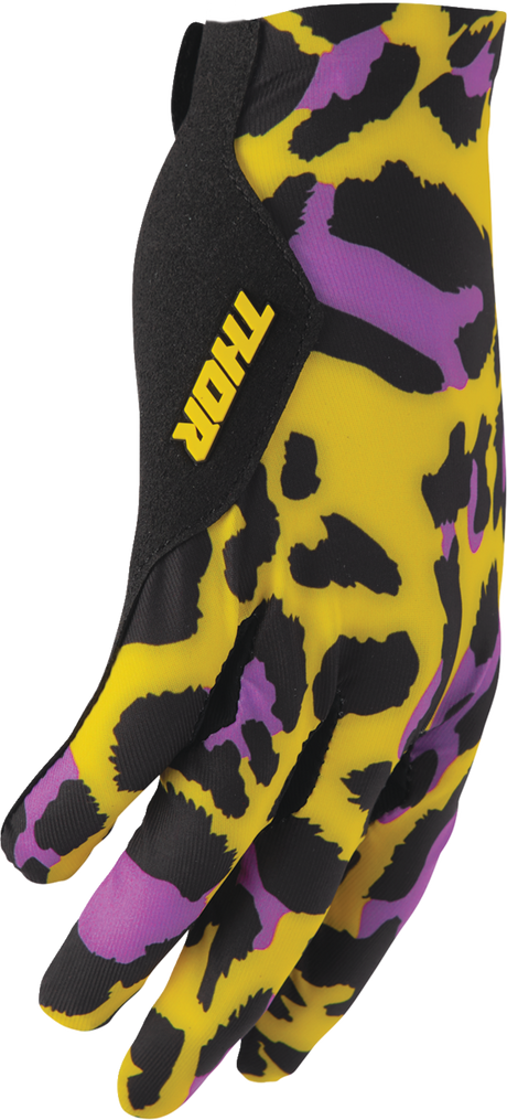 THOR Sportmode Cheetah Gloves - Yellow/Purple - Medium 3330-8575