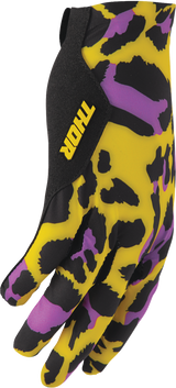 THOR Sportmode Cheetah Gloves - Yellow/Purple - 2XL 3330-8578