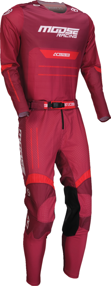 MOOSE OFFROAD Alpha One Pants - Burgundy/White - US 30 Slim 2901-12027