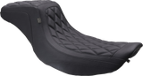 MUSTANG One Piece 2-Up Squareback Seat - Double Diamond - Black Stitch - FLH/FLT '97-'07 78807