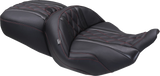 MUSTANG Deluxe One-Piece, 2-Up Seat - Diamond - Dark Cherry Stitch - FLT/FLH '23-'25 89411DC