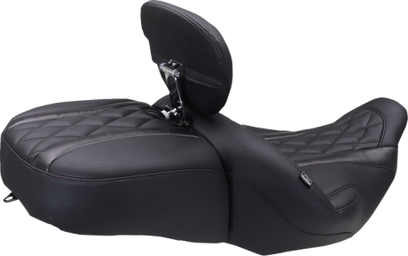 MUSTANG Deluxe One-Piece, 2-Up Seat - Diamond - Black Stitch - FLT/FLH '23-'25 89411