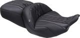 MUSTANG Deluxe One-Piece, 2-Up Seat - Diamond - Gunmetal Stitch - FLT/FLH '23-'25 89411GM