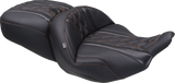 MUSTANG Deluxe One-Piece, 2-Up Seat - Diamond - Mandarin Orange Stitch - FLT/FLH '23-'25 89411MO