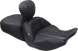 MUSTANG Deluxe One-Piece, 2-Up Seat - Diamond - Black Stitch - FLT/FLH '23-'25 89411