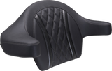 MUSTANG Deluxe Extended Arm Wrap-around Backrest - Diamond - Gunmetal Stitch - FLT/FLH '23-'25 88430GM