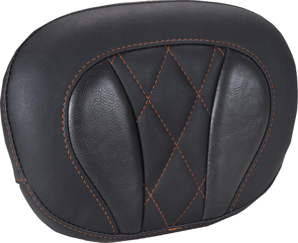 MUSTANG Deluxe Sissy Bar Pad - Diamond - Mandarin Orange Stitch - FLT/FLH '23-'25 88450MO