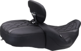 MUSTANG Deluxe Driver Backrest - Diamond - Black Stitching - FLT/FLH '23-'25 89460