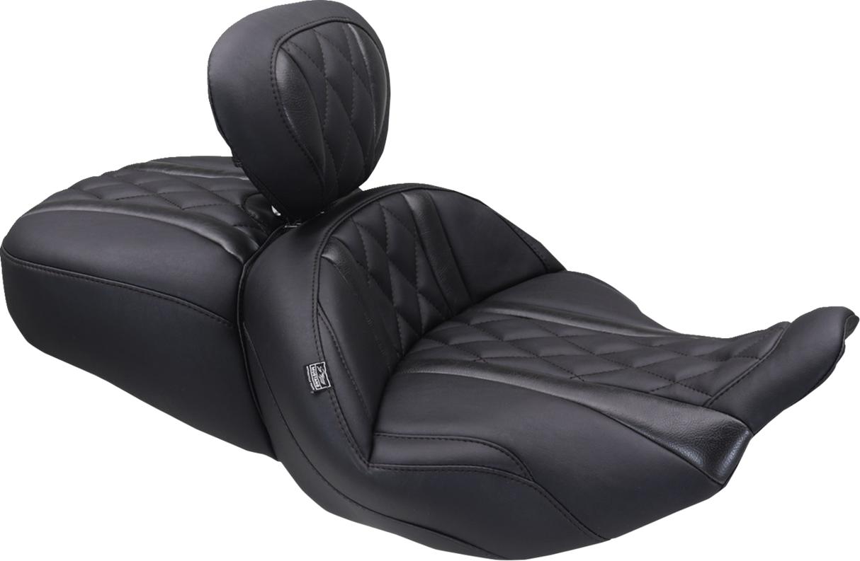 MUSTANG Deluxe Driver Backrest - Diamond - Black Stitching - FLT/FLH '23-'25 89460