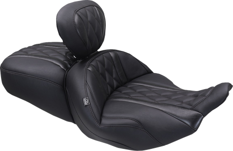 MUSTANG Deluxe Driver Backrest - Diamond - Black Stitching - FLT/FLH '23-'25 89460