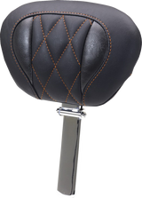 MUSTANG Deluxe Driver Backrest - Diamond - Mandarin Orange Stitching - FLT/FLH '23-'25 89460MO