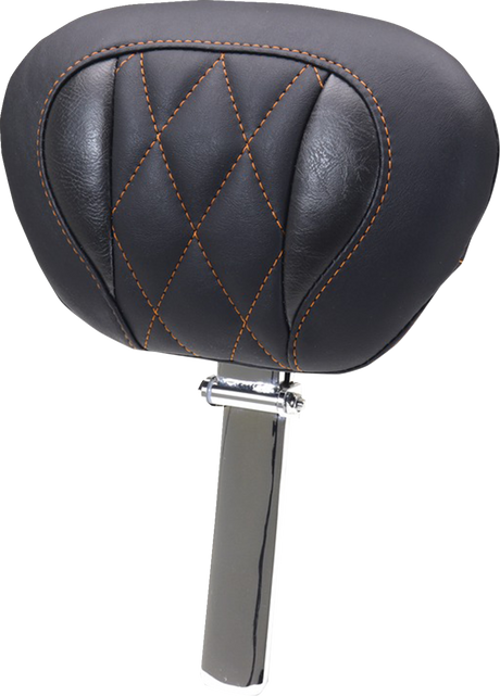 MUSTANG Deluxe Driver Backrest - Diamond - Mandarin Orange Stitching - FLT/FLH '23-'25 89460MO