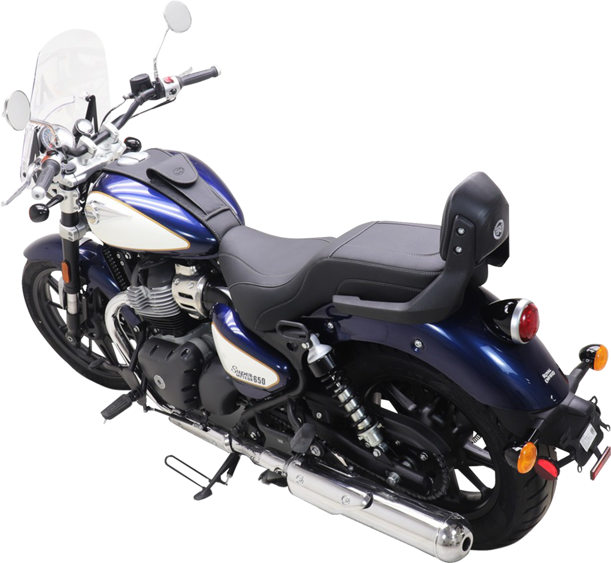 MUSTANG Squareback 2-Up Seat - Black w/ Steel Stitch - Royal Enfield '24-'25 88600ST