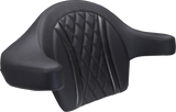 MUSTANG Deluxe Extended Arm Wrap-around Backrest - Diamond - Black Stitch - FLT/FLH '23-'25 88430