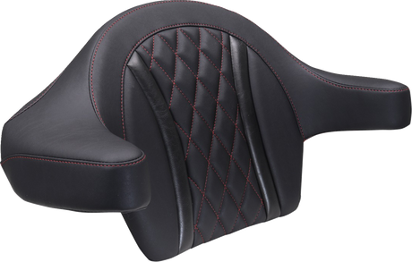 MUSTANG Deluxe Extended Arm Wrap-around Backrest - Diamond - Dark Cherry Stitch - FLT/FLH '23-'25 88430DC