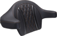 MUSTANG Deluxe Extended Arm Wrap-around Backrest - Diamond - Mandarin Orange Stitch - FLT/FLH '23-'25 88430MO