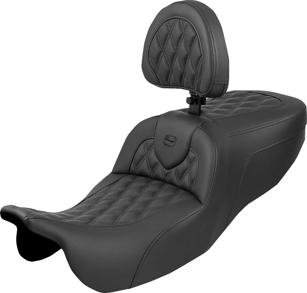 SADDLEMEN Roadsofa™ Seat - with Backrest - Lattice Stitch - FLRT/FLTRT '15-'25 815-07-182BR