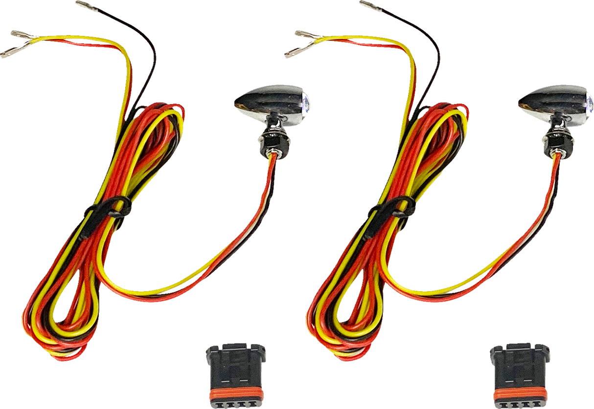 CUSTOM DYNAMICS Micro Bullet Turn Signals - LED - Amber/Red- Chrome CD-MICRO-AR2-C