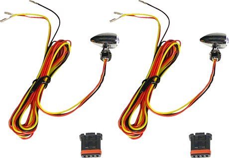 CUSTOM DYNAMICS Micro Bullet Turn Signals - LED - Amber/Red- Chrome CD-MICRO-AR2-C