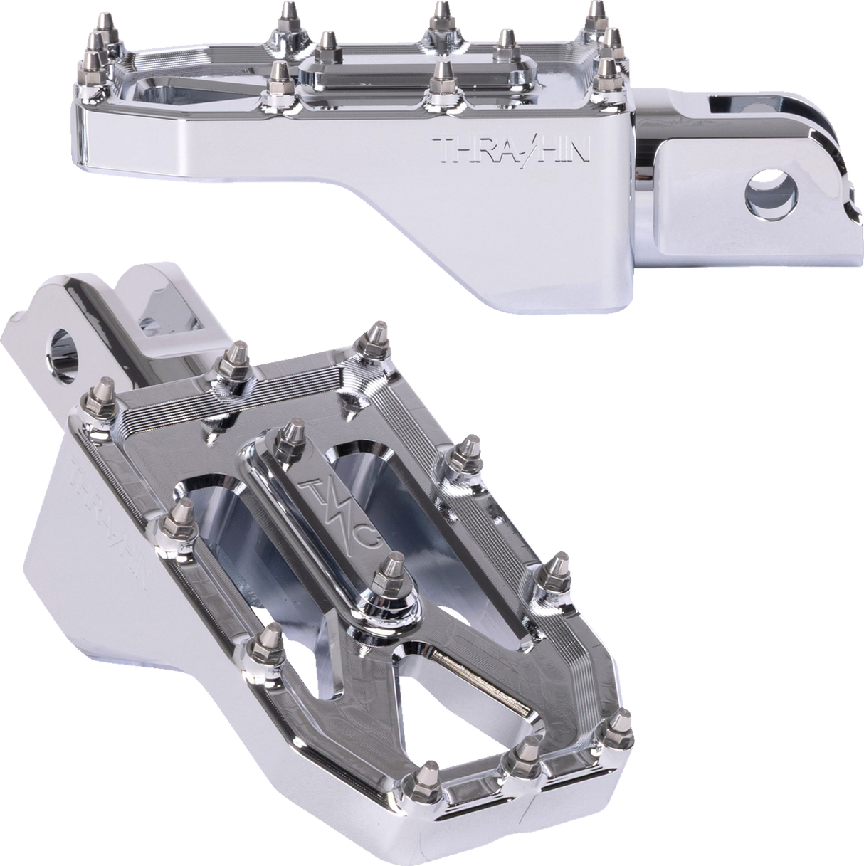 THRASHIN SUPPLY CO. Aggressor Foot Pegs - Front - Chrome - FL/FX '18-'25 TSC-2022-3-SF