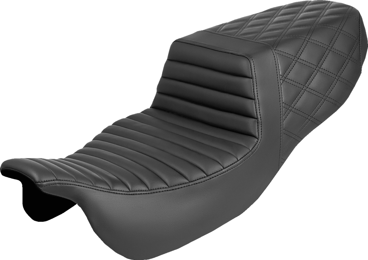 SADDLEMEN Step-Up Seat - Front Tuck-n-Roll/Rear Lattice Stitch - FLRT/FLTRT '15-'25 815-07-176