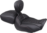 MUSTANG Deluxe Touring Solo Seat - w/ Backrest - Dark Cherry Stitch - FLT/FLH '23-'25 89401DC