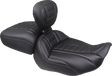 MUSTANG Deluxe Touring Solo Seat - w/ Backrest - Mandarin Orange Stitch - FLT/FLH '23-'25 89401MO