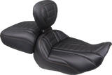 MUSTANG Deluxe Touring Solo Seat - w/ Backrest - Mandarin Orange Stitch - FLT/FLH '23-'25 89401MO
