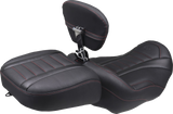 MUSTANG Deluxe Touring Solo Seat - w/ Backrest - Dark Cherry Stitch - FLT/FLH '23-'25 89401DC