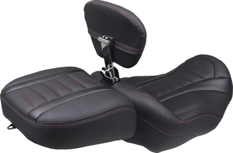 MUSTANG Deluxe Touring Solo Seat - w/ Backrest - Dark Cherry Stitch - FLT/FLH '23-'25 89401DC