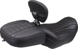 MUSTANG Deluxe Touring Solo Seat - w/ Backrest - Mandarin Orange Stitch - FLT/FLH '23-'25 89401MO