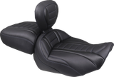 MUSTANG Deluxe Touring Solo Seat - w/ Backrest - Sky Blue Stitch - FLT/FLH '23-'25 89401SB