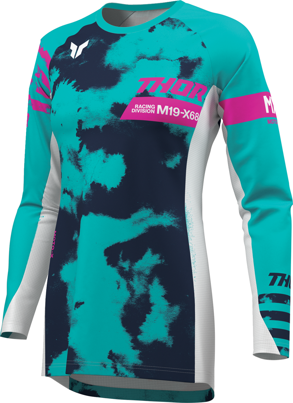 THOR Women's Launchmode Bleach Jersey - White/Aqua - XL 2911-0349