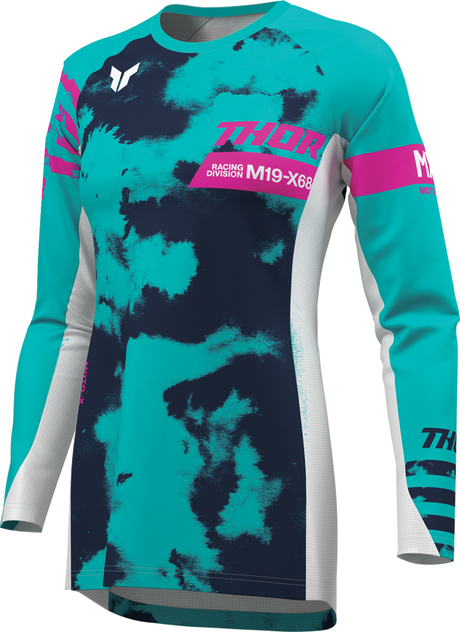 THOR Women's Launchmode Bleach Jersey - White/Aqua - XL 2911-0349
