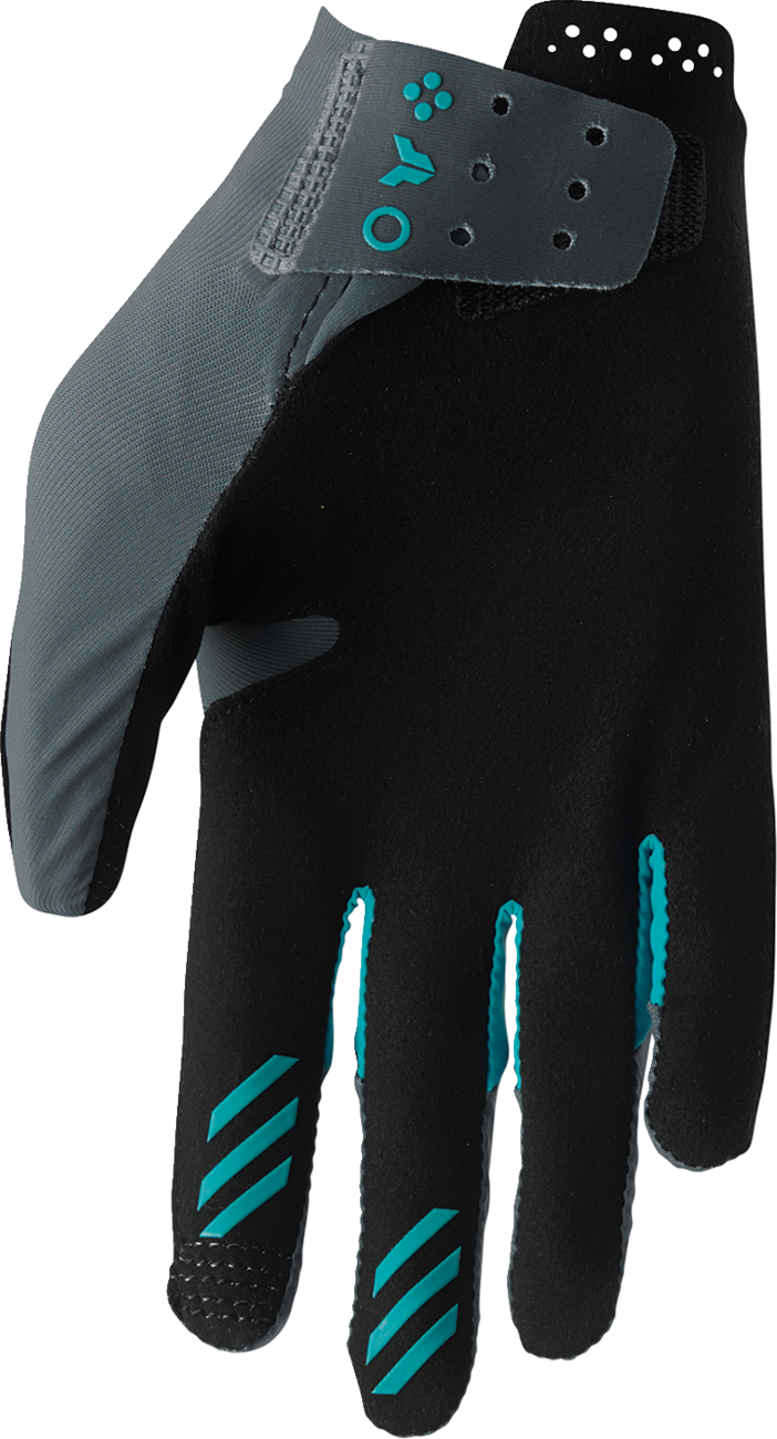 THOR Women's Sportmode Iconic Gloves - Gray/Aqua - Large 3331-0282