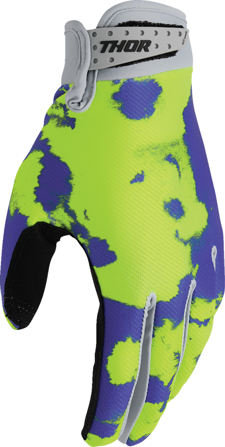 THOR Launchmode Bleach Gloves - Gray/Acid - Large 3330-8322