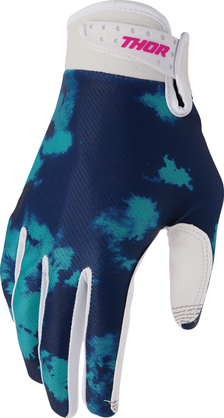 THOR Launchmode Bleach Gloves - White/Aqua - Medium 3330-8327