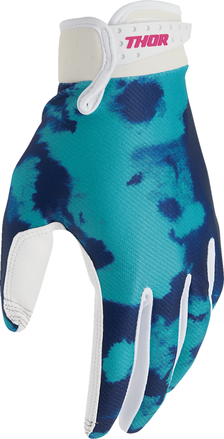 THOR Launchmode Bleach Gloves - White/Aqua - Medium 3330-8327