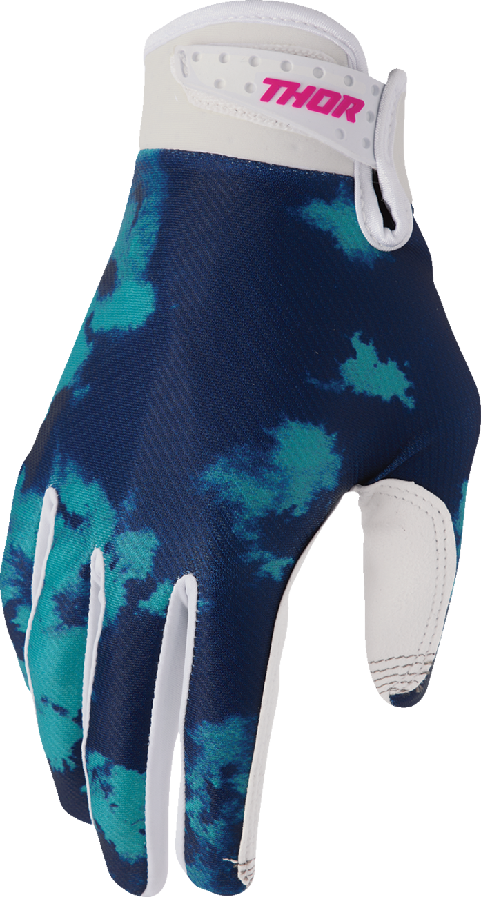 THOR Launchmode Bleach Gloves - White/Aqua - Large 3330-8328