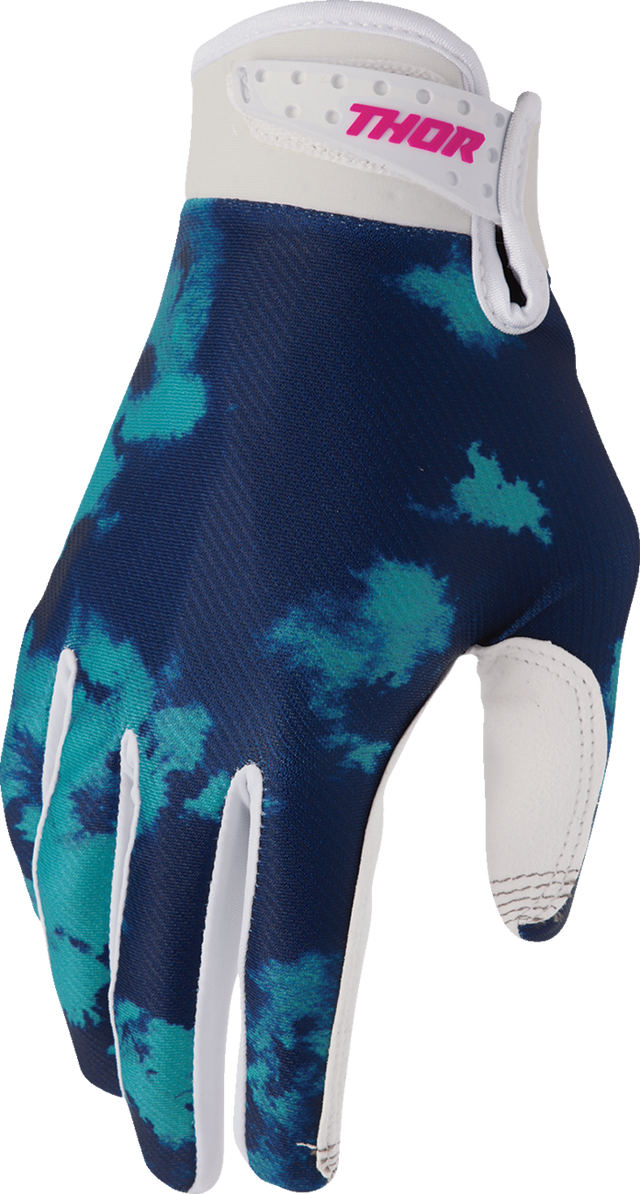 THOR Launchmode Bleach Gloves - White/Aqua - Large 3330-8328