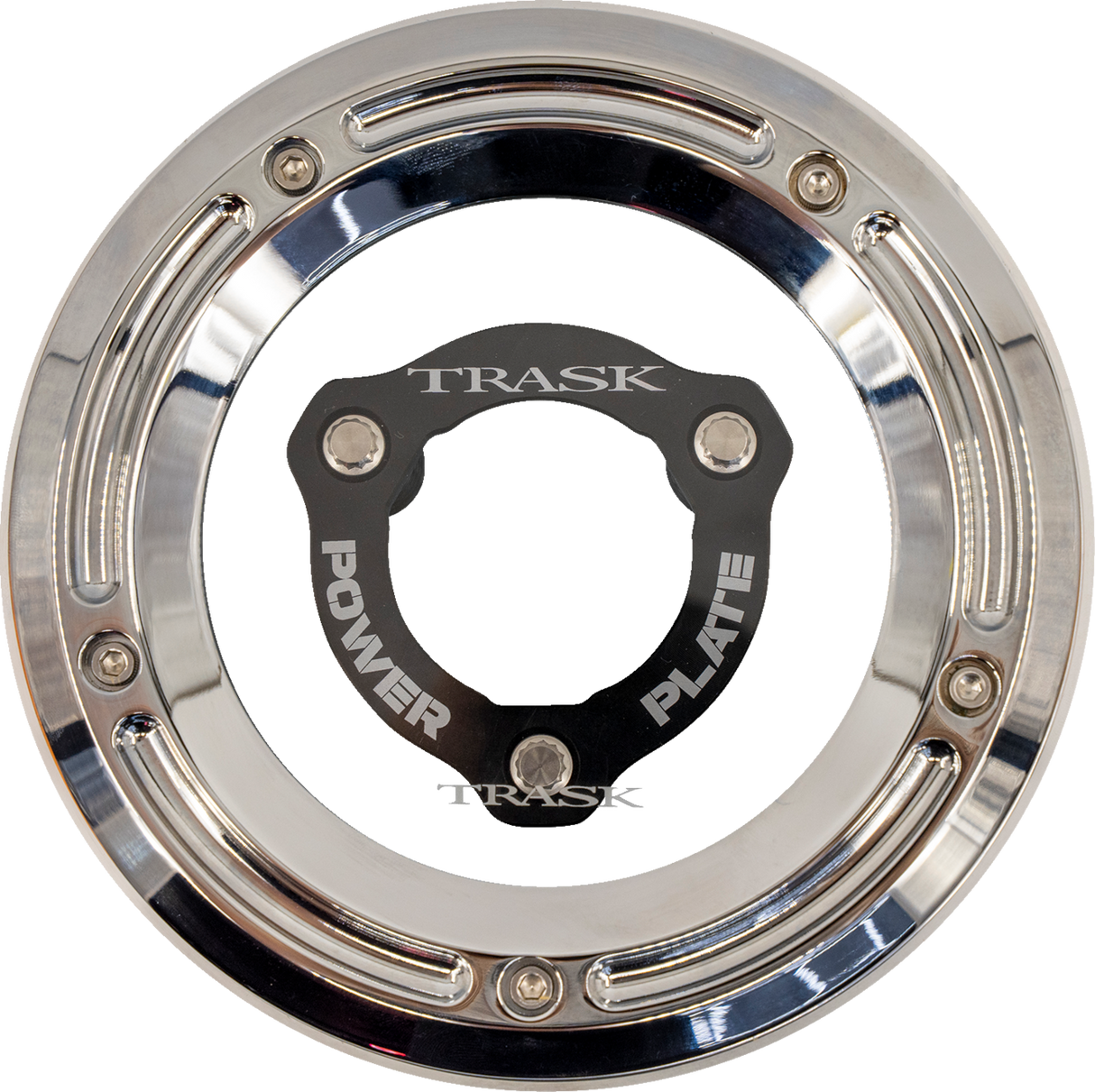 TRASK Derby Cover with Power Plate - Chrome/Black - Kit - '17-'25 Harley-Davidson TM-0051-CH-BK