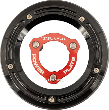 TRASK Derby Cover with Power Plate - Black/Red - Kit - '17-'25 Harley-Davidson TM-0051-BK-RD