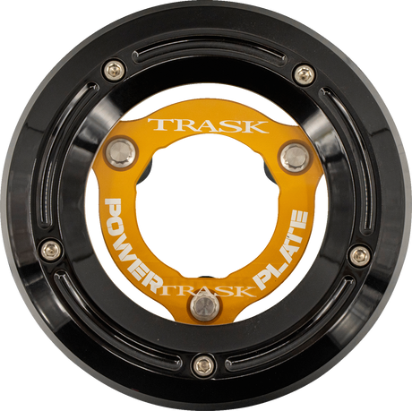 TRASK Derby Cover with Power Plate - Black/Gold - Kit - '18-'25 Softail TM-0052-BK-GD