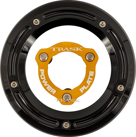 TRASK Derby Cover with Power Plate - Black/Gold - Kit - '17-'25 Harley-Davidson TM-0051-BK-GD