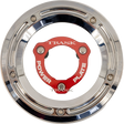 TRASK Derby Cover with Power Plate - Chrome/Red - Kit - '17-'25 Harley-Davidson TM-0051-CH-RD