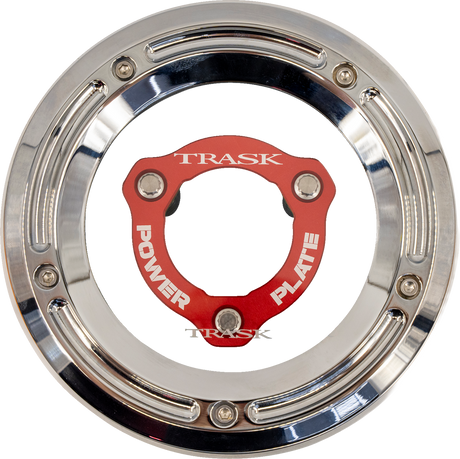 TRASK Derby Cover with Power Plate - Chrome/Red - Kit - '17-'25 Harley-Davidson TM-0051-CH-RD