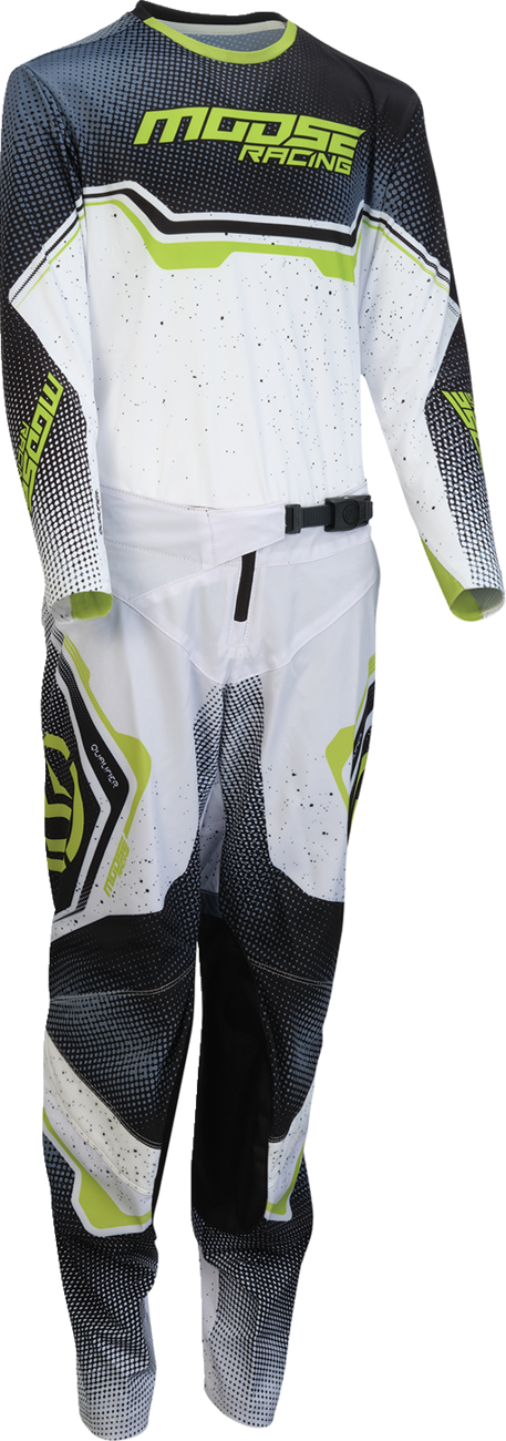 MOOSE OFFROAD Youth Qualifier? Pro Pants - White/Black/Green - US 28 2903-2670