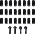 MOOSE OFFROAD Lug Nuts with Valve Stems - 12 mm x 1.50 - Black - Tapered - 24 Pack SP300MO207B-24