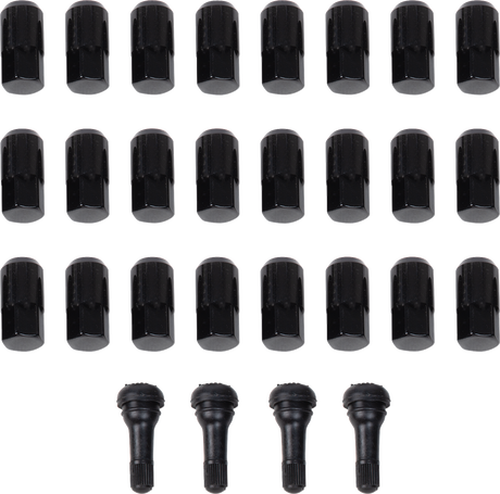 MOOSE OFFROAD Lug Nuts with Valve Stems - 12 mm x 1.50 - Black - Tapered - 24 Pack SP300MO207B-24